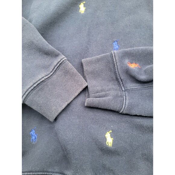POLO RALPH LAUREN Girls LG Pullover Hoodie Navy Blue Multicolor Pony Logo Preppy - Picture 7 of 9